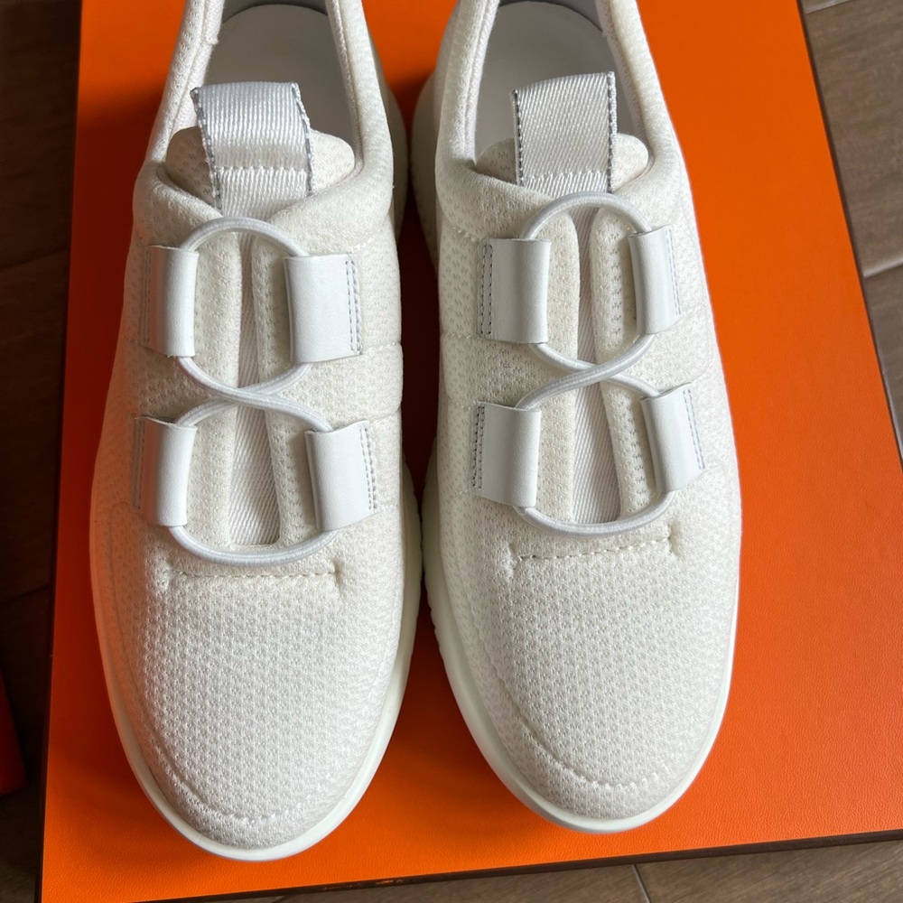 Hermès Team Technical mesh canvas sneakers white